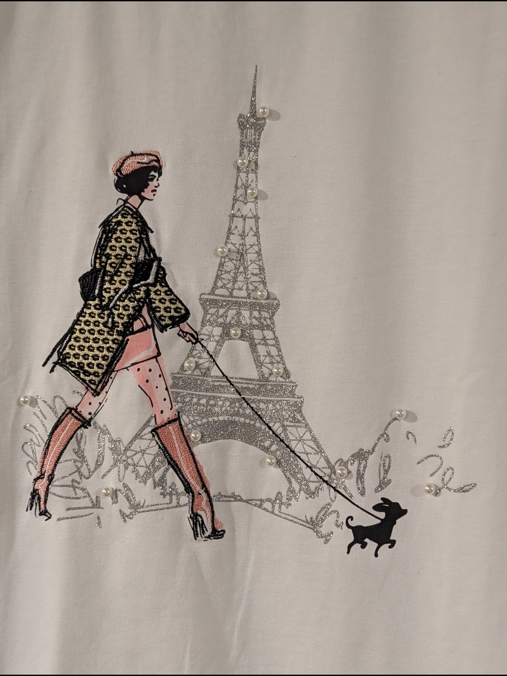 Twelve By Ontwelfth Brand White Graphic Tee with Paris Fashion Illustration - Picture 2 of 6